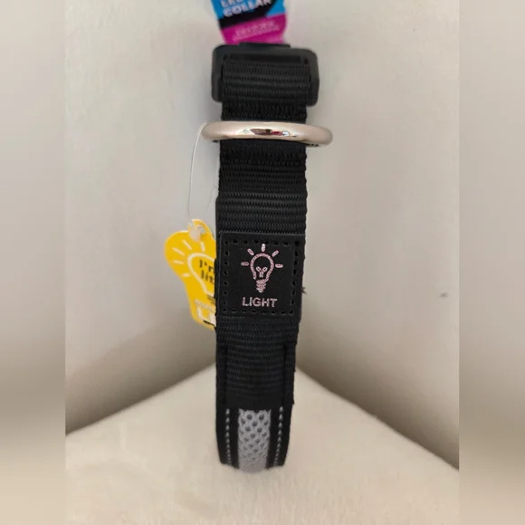 🦋2/$15 Safety LED Light & Reflective Dog Collar Black Gray Medium NWT - Picture 4 of 17